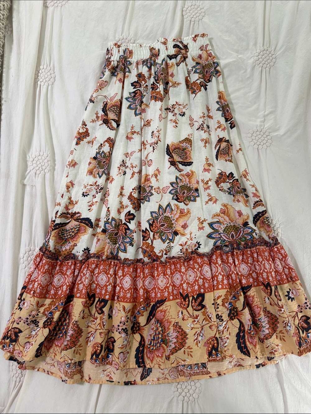 RACHEL Rachel Roy Maxi Skirt with Rust and Tan Floral Print - Picture 1 of 1